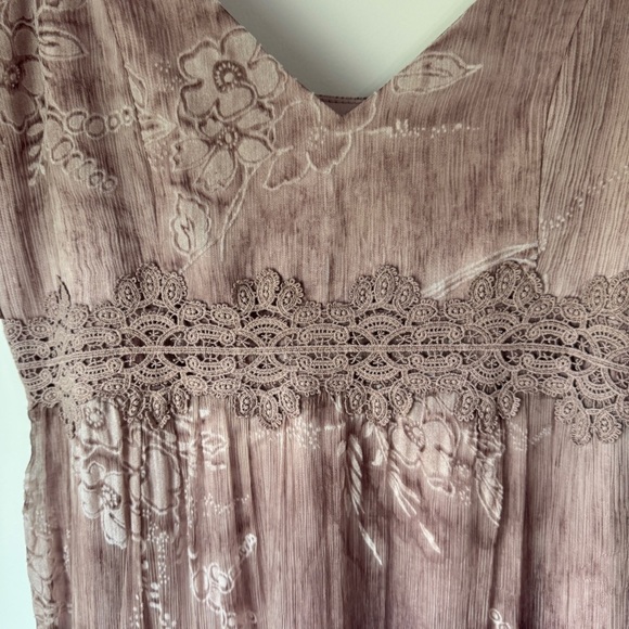 BHLDN Lace Maxi Dress Size 4 Purple Rose Gold Formal Dress Wedding Guest Elegant - Picture 9 of 15